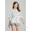 hete verkoop zomer dames bedrukte stippen blouse